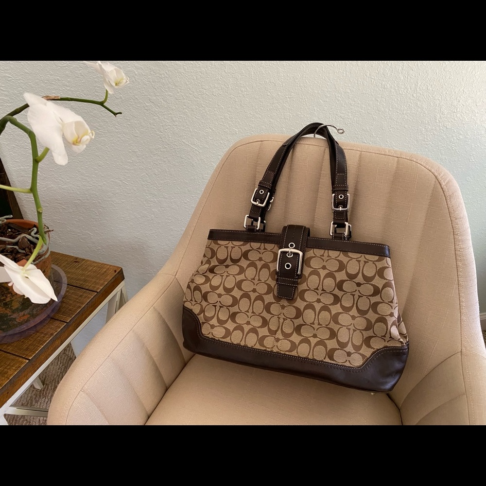 Coach signature satchel, brown